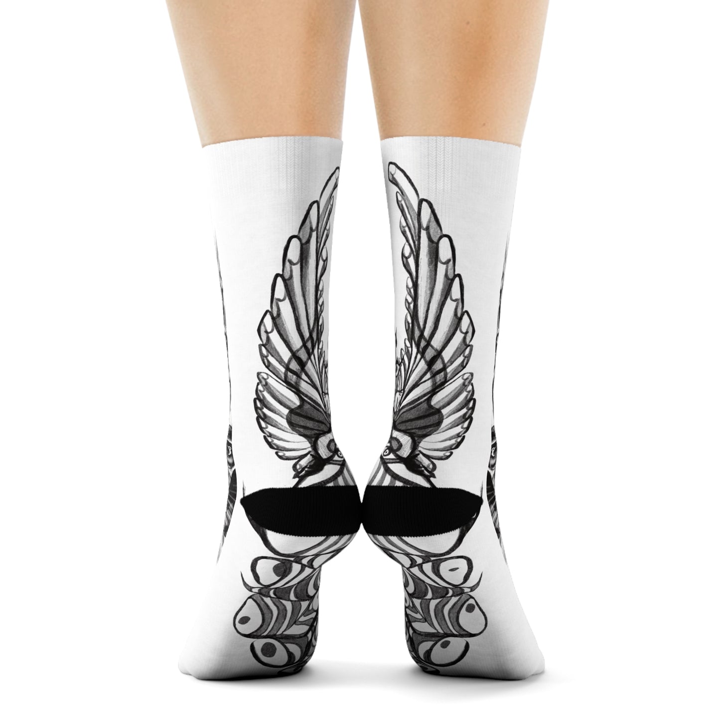 Biblically Accurate Angel Socks— Black & White Psychedelic Eye Pattern