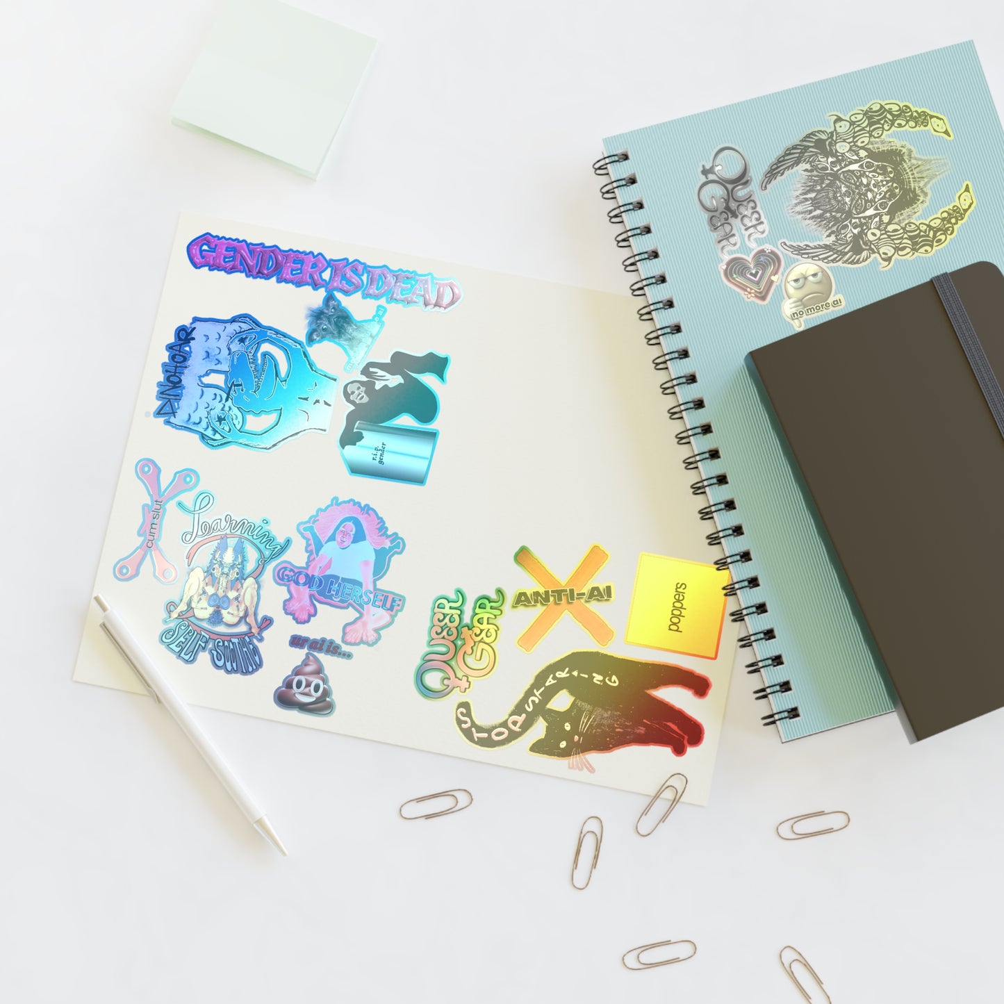 Genderqueer Aesthetic Sticker Sheet — LGBTQ+ Pride & Punk Collage