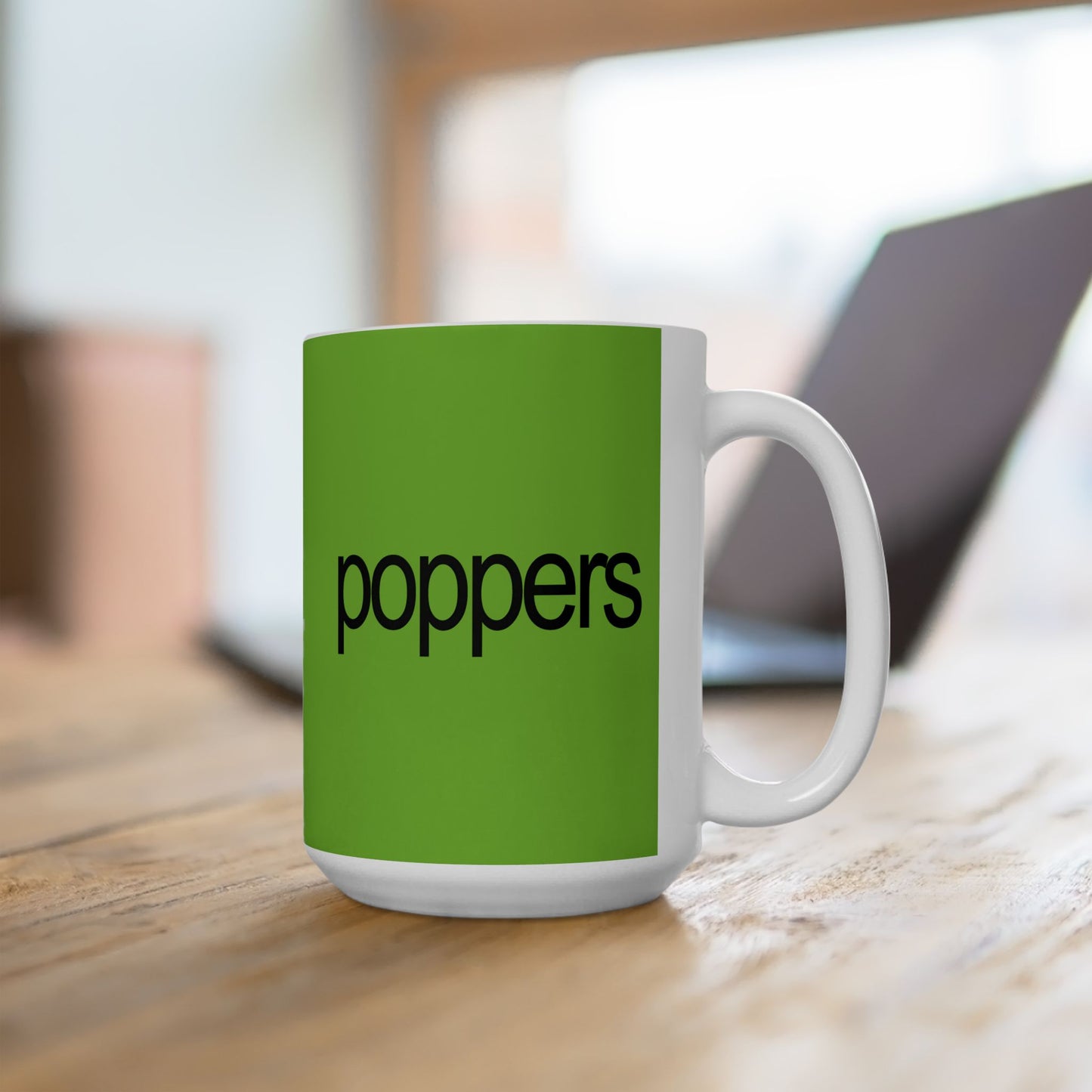 Poppers Ceramic Mug — Bright Green Winter Brat Design (11oz & 15oz)