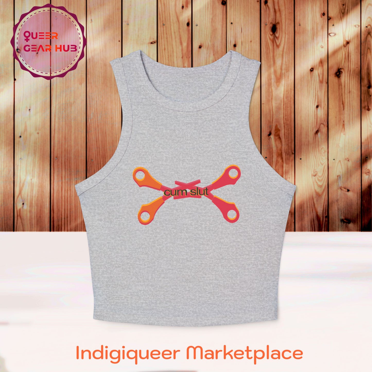 Scissoring Cum Slut Tank, Proudly Queer Sapphic Racer Tank Top, Cheeky Fun Summer Apparel, 2SLGBTQ+ Pride Wear, Casual Comfort, Adult Humor Statement Piece