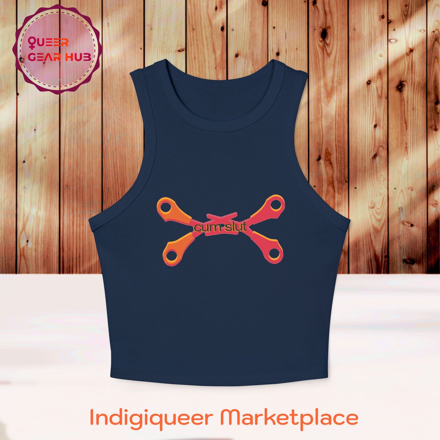 Scissoring Cum Slut Tank, Proudly Queer Sapphic Racer Tank Top, Cheeky Fun Summer Apparel, 2SLGBTQ+ Pride Wear, Casual Comfort, Adult Humor Statement Piece