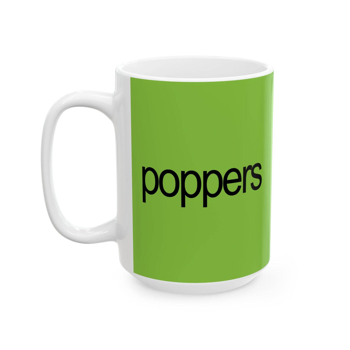 Poppers Ceramic Mug — Bright Green Winter Brat Design (11oz & 15oz)