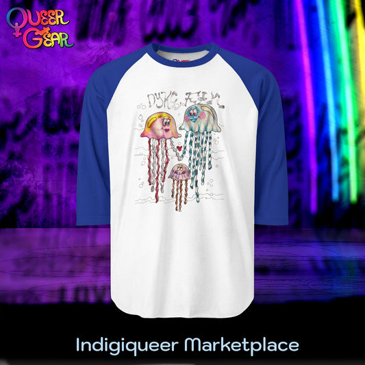 Jellyfish Dyke Fam Raglan Shirt — Cute Ocean Themed Queer Shirt