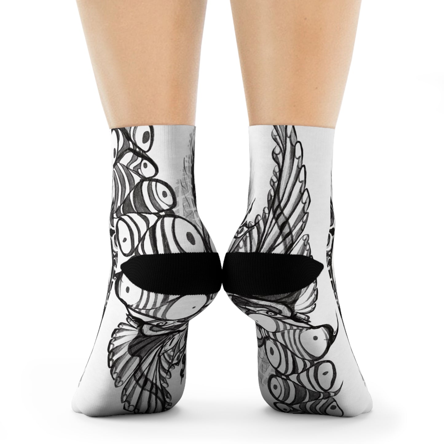 Biblically Accurate Angel Socks— Black & White Psychedelic Eye Pattern