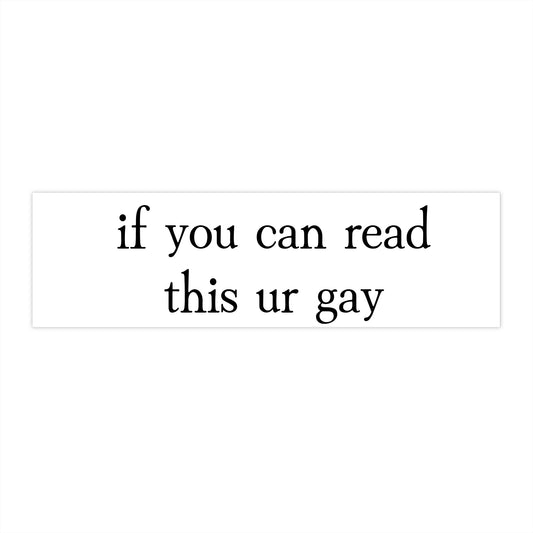 Bumper Sticker — "if u can read this ur gay" LGBTQ+ Pride Decal