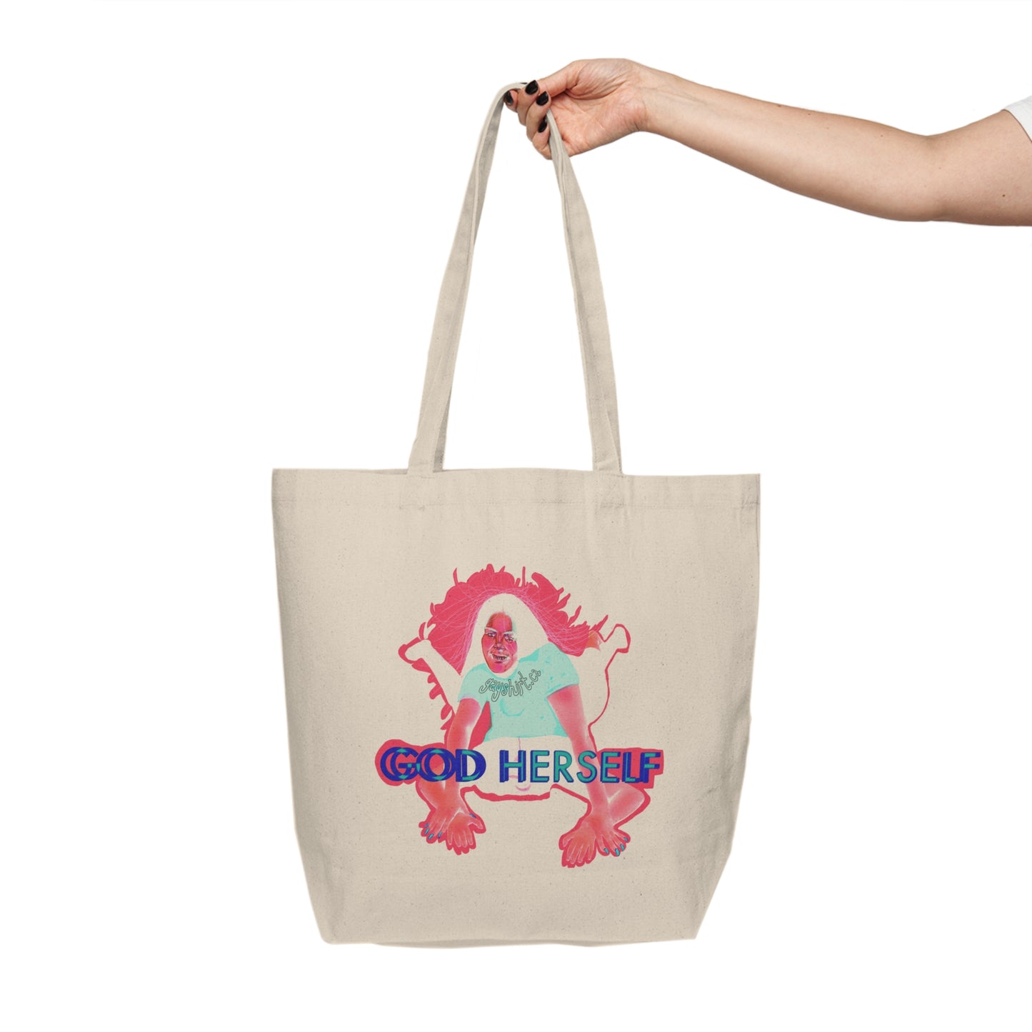 God Herself Canvas Tote Bag - Stylish Eco-Friendly Shopping, Gift for Feminists, Beach, Grocery, Reusable