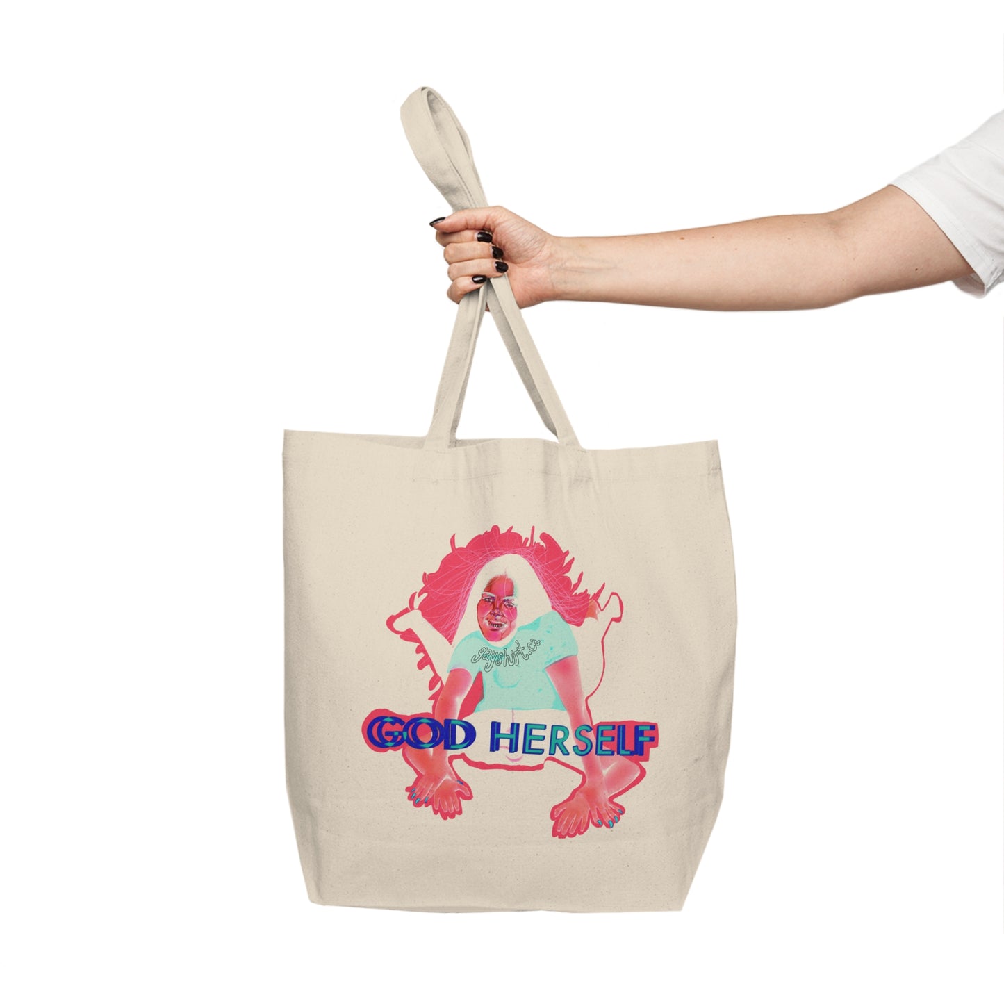 God Herself Canvas Tote Bag - Stylish Eco-Friendly Shopping, Gift for Feminists, Beach, Grocery, Reusable