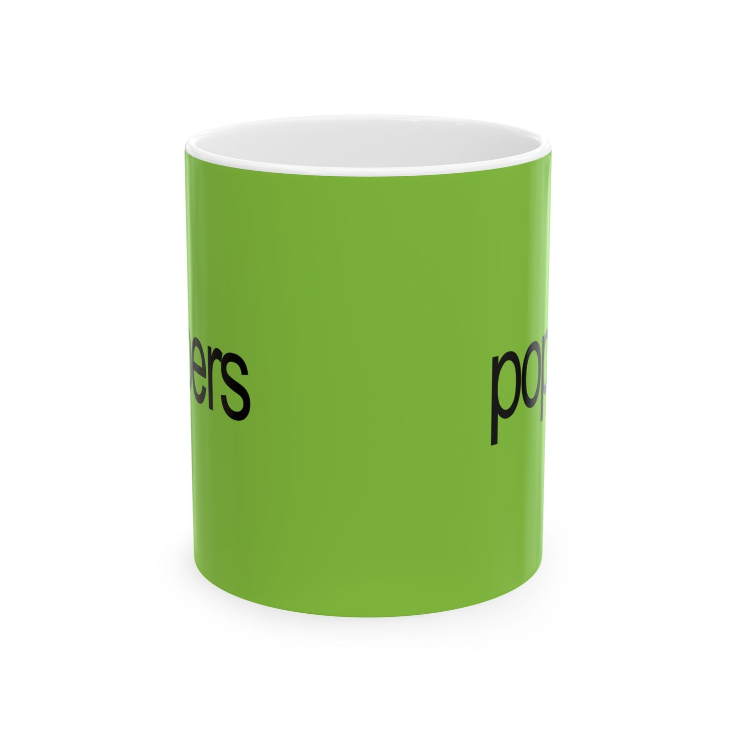 Poppers Ceramic Mug — Bright Green Winter Brat Design (11oz & 15oz)