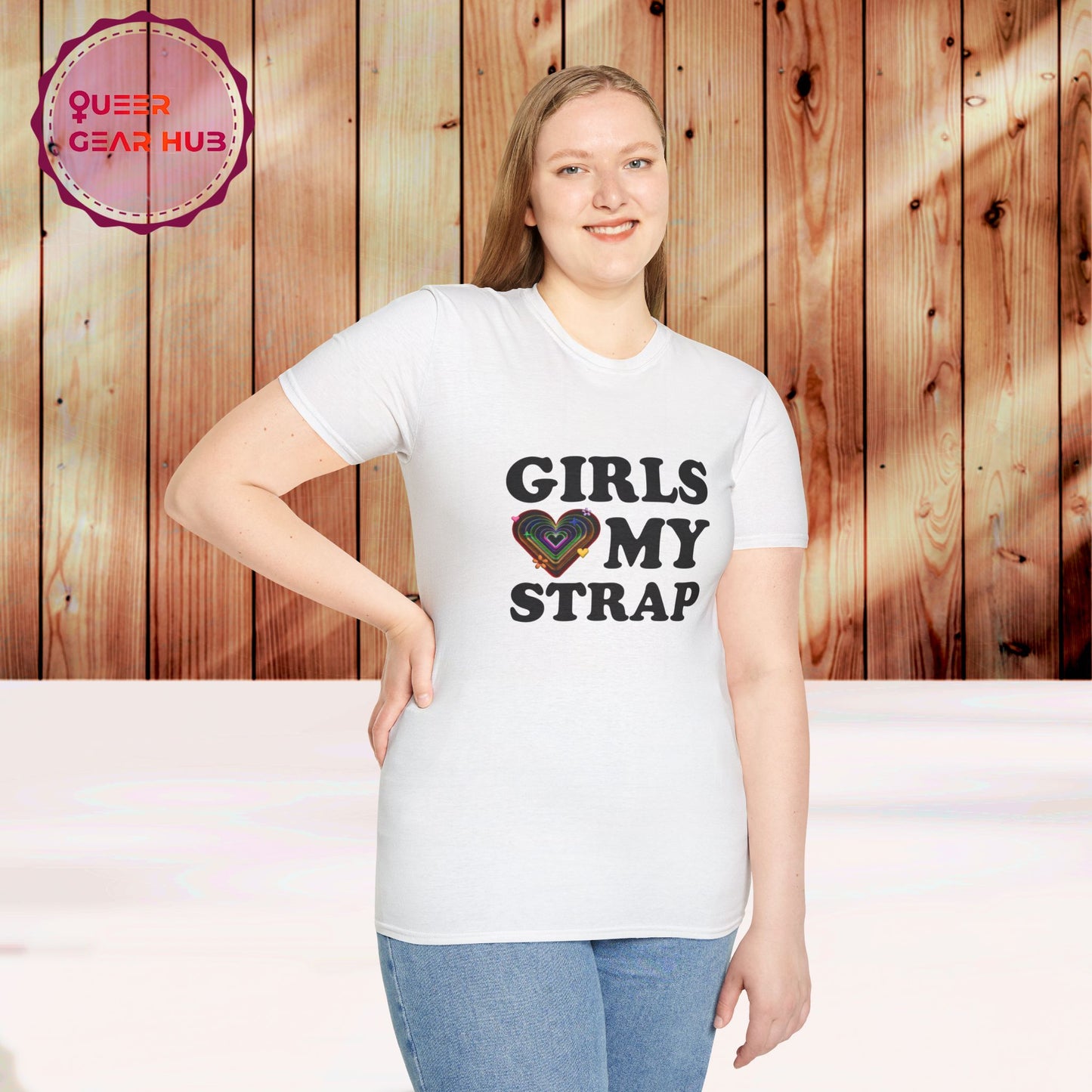 Funny Pride T-Shirt for Lesbians, Bisexuals, Gays & Queers - "Girls Love My Strap" 2SBIPOC LGBTQIA+ Pride Unisex Tee, Perfect Pride March Shirt, GEN Z humor