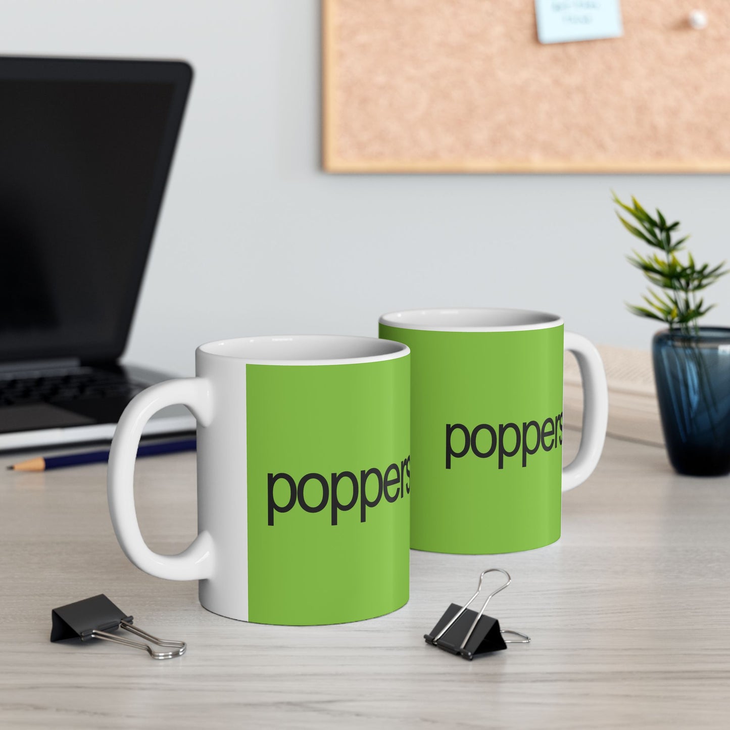 Poppers Ceramic Mug — Bright Green Winter Brat Design (11oz & 15oz)