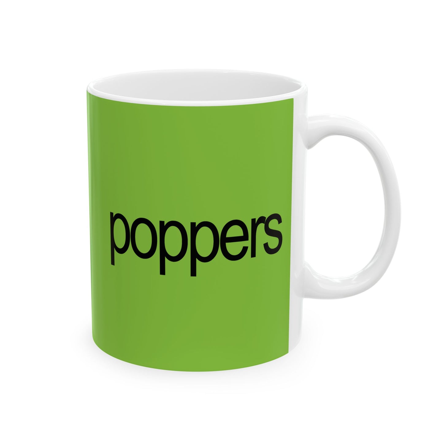 Poppers Ceramic Mug — Bright Green Winter Brat Design (11oz & 15oz)