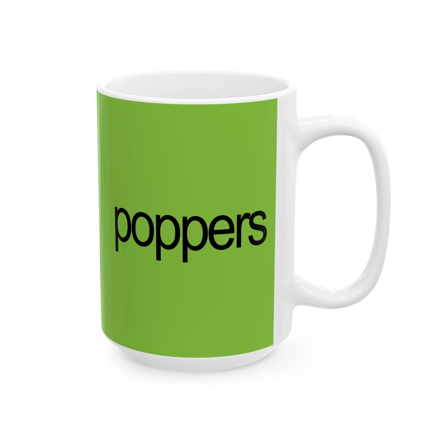 Poppers Ceramic Mug — Bright Green Winter Brat Design (11oz & 15oz)